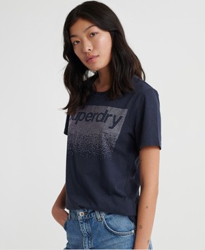 Superdry Swiss Logo Cascade Női Pólók Sötétkék | PUMSX5268